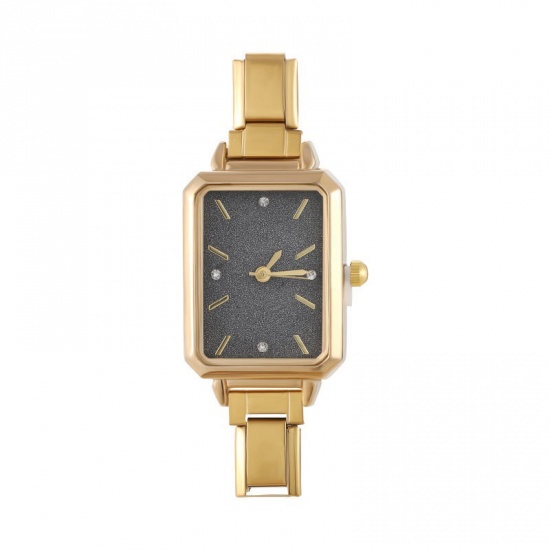 Picture of 1 Piece 304 Stainless Steel Stylish & Casual Italian Charm Links Watch Face For DIY Jewelry Making Gold Plated Black Octagon 5.7cm x 2.5cm
