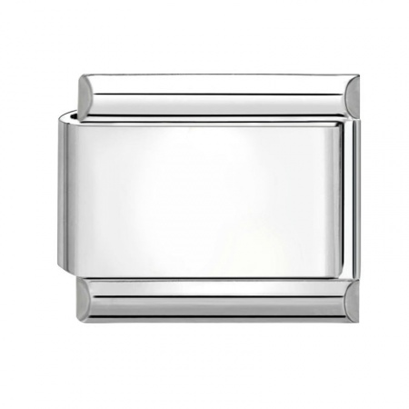Picture of 1 Piece 304 Stainless Steel Italian Charm Links For DIY Bracelet Jewelry Making Silver Tone Rectangle 10mm x 9mm