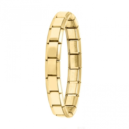 Picture of 1 Piece 304 Stainless Steel Simple Italian Charm Links Modular Bracelets Gold Plated Detachable 18cm(7.1") long
