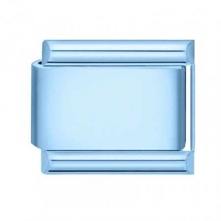 Picture of 1 Piece 304 Stainless Steel Italian Charm Links For DIY Bracelet Jewelry Making Skyblue Matte Rectangle 10mm x 9mm