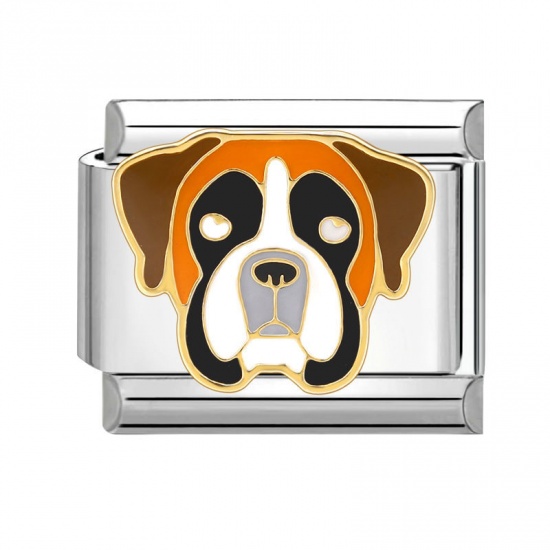 Image de 1 Pièce Bracelet à Maillons Breloques Italiens Accessories de Fabrication de Bracelets Bijoux DIY en 304 Acier Inoxydable Argent Mat Multicolore Rectangle Chien 10mm x 9mm