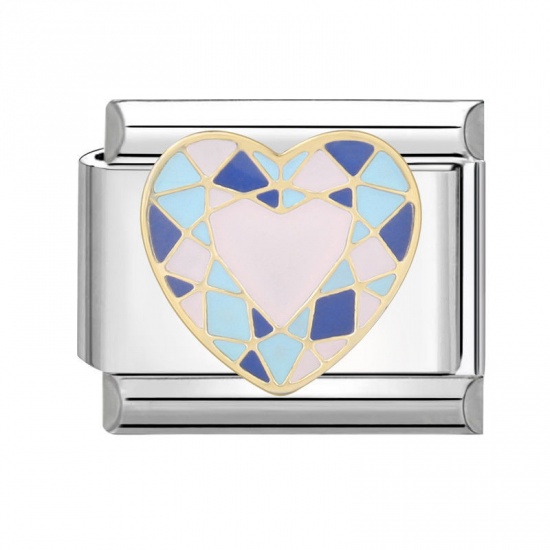 Image de 1 Pièce Bracelet à Maillons Breloques Italiens Accessories de Fabrication de Bracelets Bijoux DIY en 304 Acier Inoxydable Argent Mat Multicolore Rectangle Cœur 10mm x 9mm