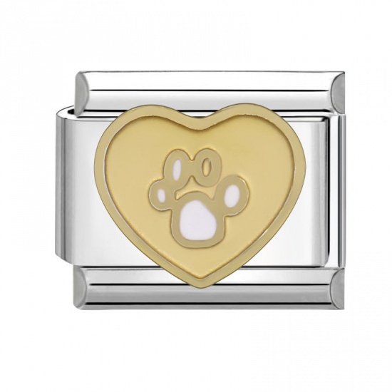 Immagine di 1 Pz 304 Acciaio Inossidabile Bracciale con Charm Italiano a Maglie, Creazione di Gioielli Fai-da-te Tono Argento Oro Rettangolo Orma di Zampa 10mm x 9mm