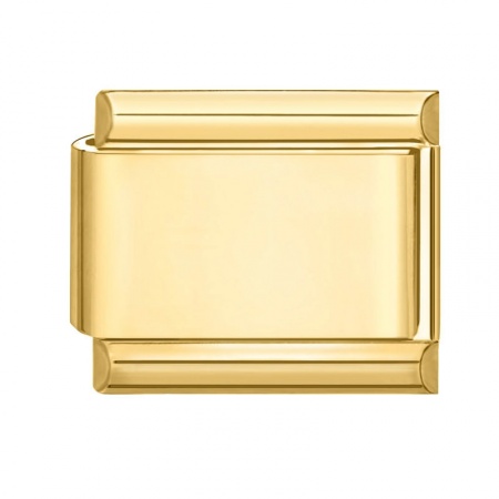 Picture of 1 Piece 304 Stainless Steel Italian Charm Links For DIY Bracelet Jewelry Making Gold Plated Rectangle 10mm x 9mm