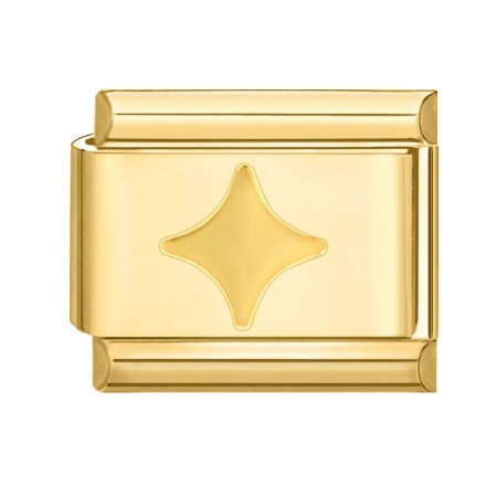 Picture of 1 Piece 304 Stainless Steel Italian Charm Links For DIY Bracelet Jewelry Making Gold Plated Rectangle Four-pointed Star 10mm x 9mm