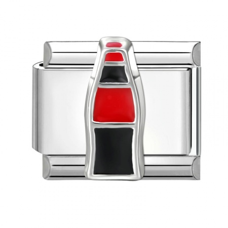 Picture of 1 Piece 304 Stainless Steel Italian Charm Links For DIY Modular Bracelet Watch Jewelry Making Wholesale Silver Tone Red Rectangle Lipstick 10mm x 9mm