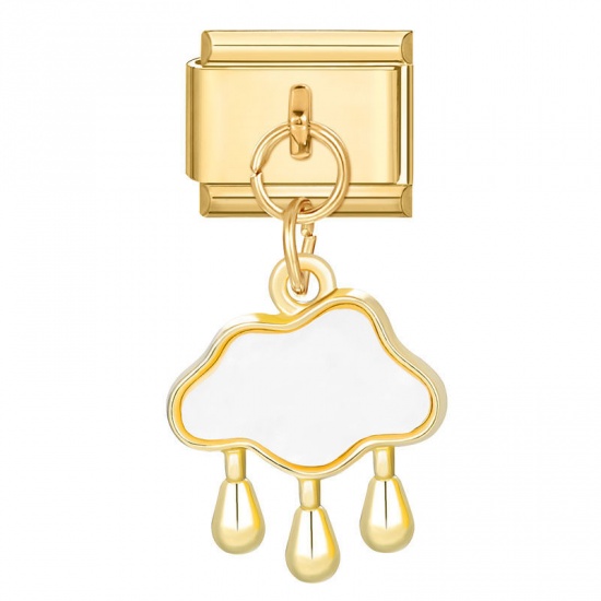 Immagine di 1 Piece 304 Stainless Steel Stylish Italian Charm Links For DIY Bracelet Jewelry Making Gold Plated Cloud 10mm x 9mm