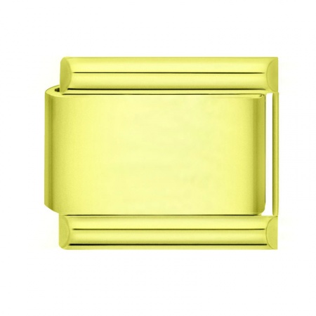 Picture of 1 Piece 304 Stainless Steel Italian Charm Links For DIY Bracelet Jewelry Making Yellow Rectangle 10mm x 9mm