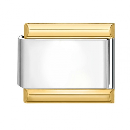 Picture of 1 Piece 304 Stainless Steel Italian Charm Links For DIY Bracelet Jewelry Making Gold Plated Rectangle 10mm x 9mm