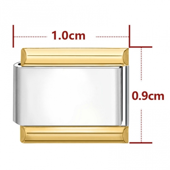 Изображение 1 Piece 304 Stainless Steel Italian Charm Links For DIY Bracelet Jewelry Making Gold Plated Rectangle 10mm x 9mm