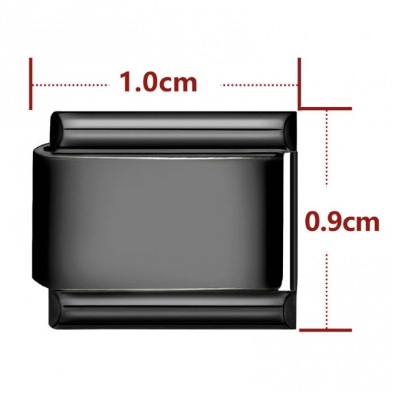 Изображение 1 Piece 304 Stainless Steel Italian Charm Links For DIY Bracelet Jewelry Making Black Rectangle 10mm x 9mm