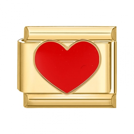 Immagine di 1 Pz 304 Acciaio Inossidabile San Valentino Bracciale con Charm Italiano a Maglie, Creazione di Gioielli Fai-da-te Oro Placcato Rosso Rettangolo Cuore 10mm x 9mm