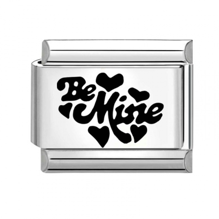 Picture of 1 Piece 304 Stainless Steel Stylish Italian Charm Links For DIY Bracelet Jewelry Making Silver Tone Rectangle 10mm x 9mm