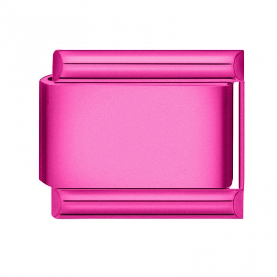 Изображение 1 Piece 304 Stainless Steel Italian Charm Links For DIY Bracelet Jewelry Making Fuchsia Rectangle 10mm x 9mm