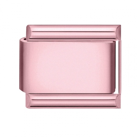 Picture of 1 Piece 304 Stainless Steel Italian Charm Links For DIY Bracelet Jewelry Making Pink Rectangle 10mm x 9mm