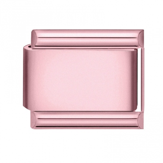 Изображение 1 Piece 304 Stainless Steel Italian Charm Links For DIY Bracelet Jewelry Making Pink Rectangle 10mm x 9mm
