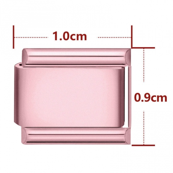 Изображение 1 Piece 304 Stainless Steel Italian Charm Links For DIY Bracelet Jewelry Making Pink Rectangle 10mm x 9mm