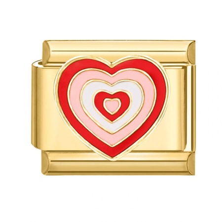Immagine di 1 Pz 304 Acciaio Inossidabile San Valentino Bracciale con Charm Italiano a Maglie, Creazione di Gioielli Fai-da-te Oro Placcato Rosso Rettangolo Cuore 10mm x 9mm