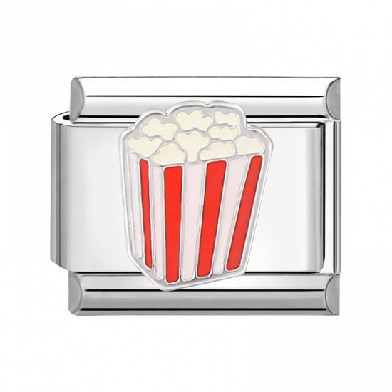 Image de 1 Pièce Bracelet à Maillons Breloques Italiens Accessories de Fabrication de Bracelets Bijoux DIY en 304 Acier Inoxydable Argent Mat Multicolore Rectangle Pop-corn 10mm x 9mm