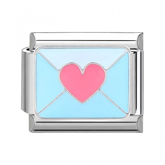 Image de 1 Pièce Bracelet à Maillons Breloques Italiens Accessories de Fabrication de Bracelets Bijoux DIY en 304 Acier Inoxydable Argent Mat Rose Rectangle Enveloppe 10mm x 9mm