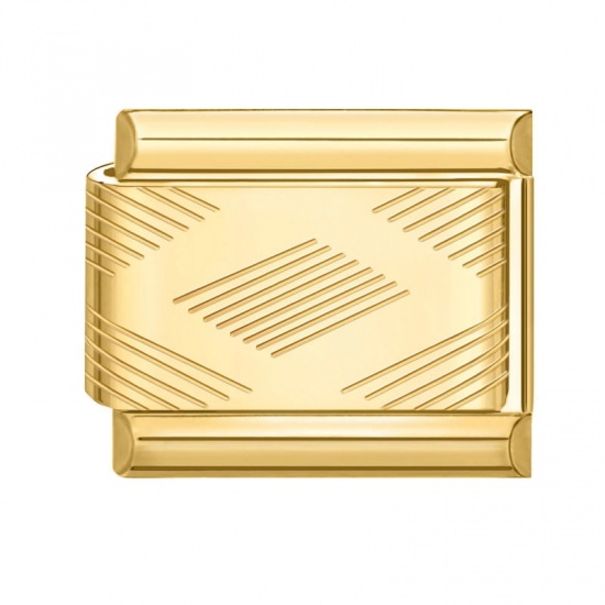 Bild von 1 Stück 304 Edelstahl Charm-Armband mit italienischen Gliedern zur Herstellung von DIY-Schmuck Vergoldet Rechteck Rhombus 10mm x 9mm