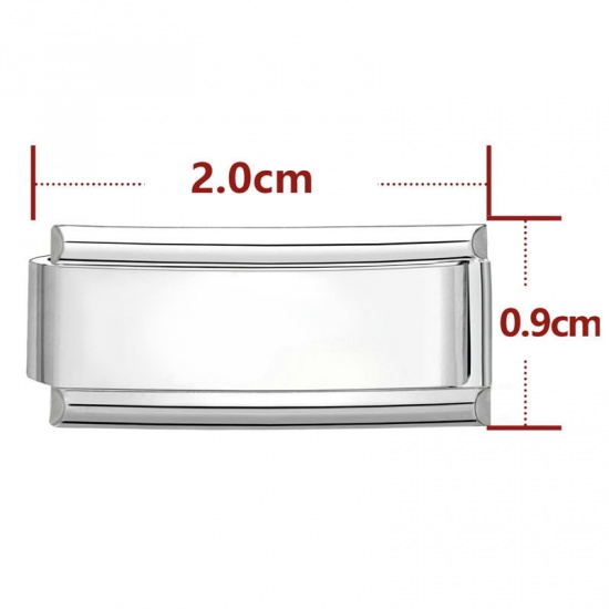 Immagine di 1 Pz 304 Acciaio Inossidabile Bracciale con Charm Italiano a Maglie, Creazione di Gioielli Fai-da-te Tono Argento Rettangolo 20mm x 9mm