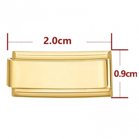 Immagine di 1 Pz 304 Acciaio Inossidabile Bracciale con Charm Italiano a Maglie, Creazione di Gioielli Fai-da-te Oro Placcato Rettangolo 20mm x 9mm