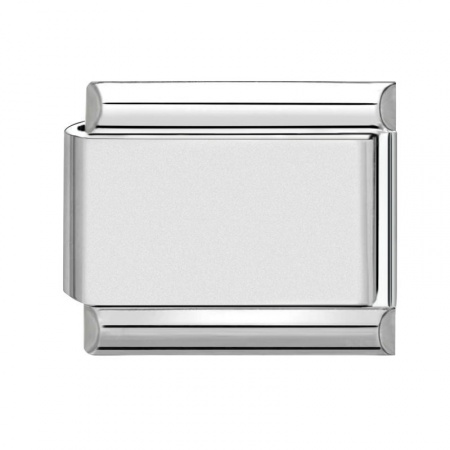 Picture of 1 Piece 304 Stainless Steel Italian Charm Links For DIY Bracelet Jewelry Making Silver Tone Rectangle 10mm x 9mm