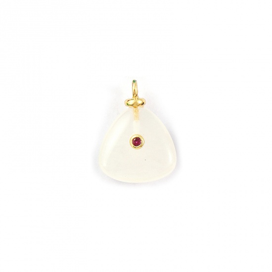 Imagen de 1 Unidad Respetuoso del Medio Ambiente Gema & Latón Geométrico Colgantes Al Por Mayor 18K Oro Real Chapado Blanco Triángulo Fucsia Circón Artificial 20mm x 15mm
