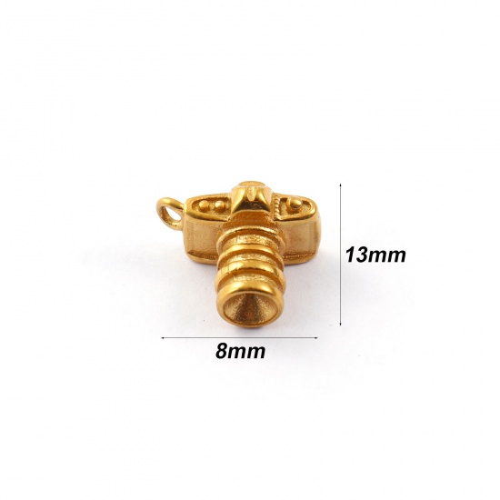 Immagine di 1 Pz Placcatura Sottovuoto PVD Ecologica Impermeabile Anti-Ossidante Ipoallergenico 304 Acciaio Inossidabile Viaggio Ciondoli 18K Vero Oro Placcato Camera 3D 13mm x 8mm