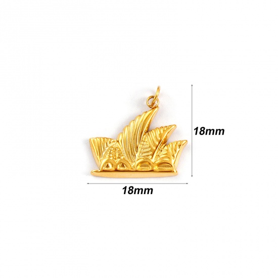 Immagine di 1 Pz Placcatura Sottovuoto PVD Ecologica Impermeabile Anti-Ossidante Ipoallergenico 304 Acciaio Inossidabile Viaggio Ciondoli 18K Vero Oro Placcato Teatro dell'opera di Sydney 18mm x 18mm