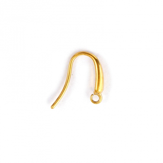 Immagine di 2 Pz Placcatura Sottovuoto PVD Ecologica Impermeabile Anti-Ossidante Ipoallergenico 304 Acciaio Inossidabile Squisito Orecchini con Ganci a Filo per Orecchio per Accessori per la Creazione di Gioielli Fai-da-te Goccia 18K Vero Oro Placcato Con anello Aperto 13mm x 3mm, Posta/Filo Dimensione: 1mm(18 misura)