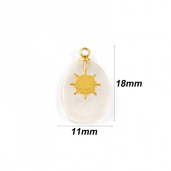 Immagine di 1 Pz Ecologico 304 Acciaio Inossidabile & Gemma Geometrico Ciondoli Oro Placcato Rosa Chiaro Uova Sole 18mm x 11mm