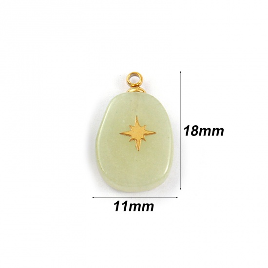 Immagine di 1 Pz Ecologico 304 Acciaio Inossidabile & Gemma Geometrico Ciondoli Oro Placcato Verde Chiaro Uova Stella 18mm x 11mm