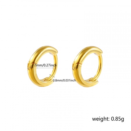 1 ペア スターリングシルバー 素敵 フープピアス 金メッキ 10mm 直径、 ワイヤーサイズ: 0.8mm（20号）、 の画像