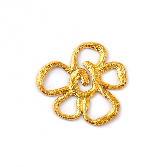 Picture of 2 PCs Eco-friendly PVD Vacuum Plating Waterproof Anti-Tarnish Hypoallergenic 304 Stainless Steel Pendants 18K Real Gold Plated Flower Hollow 4.8cm x 4.8cm