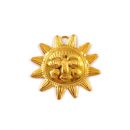 Imagen de 2 Unidades Recubrimiento al Vacío PVD Ecológico Impermeable Antioxidante Hipoalergénico 304 Acero Inoxidable Galaxia Colgantes 18K Oro Real Chapado Sol 4.1cm x 3.8cm
