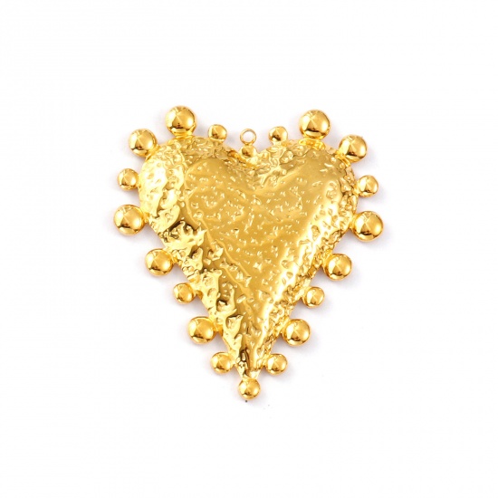 Immagine di 1 Pz Placcatura Sottovuoto PVD Ecologica Impermeabile Anti-Ossidante Ipoallergenico 304 Acciaio Inossidabile San Valentino Ciondoli Pendenti 18K Vero Oro Placcato Cuore 4.4cm x 4cm