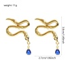 Изображение 1 Pair Eco-friendly Stylish Exquisite 18K Real Gold Plated Brass Snake Animal Ear Post Stud Earrings For Women Gift 3.8cm x 2.7cm, Post/ Wire Size: 0.8mm(20 gauge)