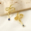 Изображение 1 Pair Eco-friendly Stylish Exquisite 18K Real Gold Plated Brass Snake Animal Ear Post Stud Earrings For Women Gift 3.8cm x 2.7cm, Post/ Wire Size: 0.8mm(20 gauge)