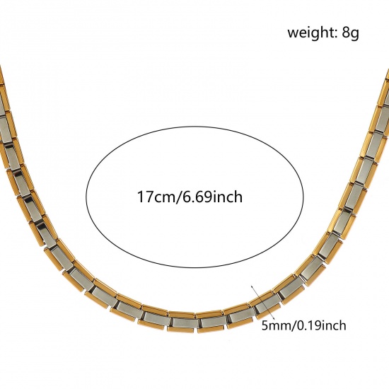 Picture of 1 Piece 304 Stainless Steel Gold Plated & Silver Tone Italian Charm Links Modular Bracelets, Retro Stylish For Women Gift Eco-friendly 17cm(6.7") long