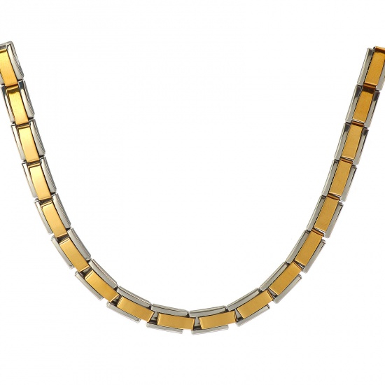 Picture of 1 Piece 304 Stainless Steel Gold Plated & Silver Tone Italian Charm Links Modular Bracelets, Retro Stylish For Women Gift Eco-friendly 17.5cm(6 7/8") long