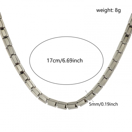 Picture of 1 Piece 304 Stainless Steel Silver Tone Italian Charm Links Modular Bracelets, Retro Stylish Elastic, For Women Gift Eco-friendly 17cm(6.7") long