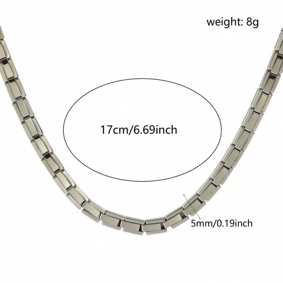 Picture of 1 Piece 304 Stainless Steel Silver Tone Italian Charm Links Modular Bracelets, Retro Stylish For Women Gift Eco-friendly 17cm(6.7") long