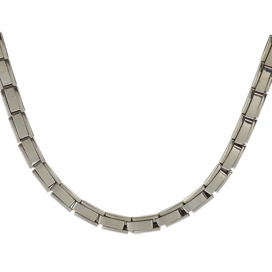 Picture of 1 Piece 304 Stainless Steel Silver Tone Italian Charm Links Modular Bracelets, Retro Stylish For Women Gift Eco-friendly 17.5cm(6 7/8") long