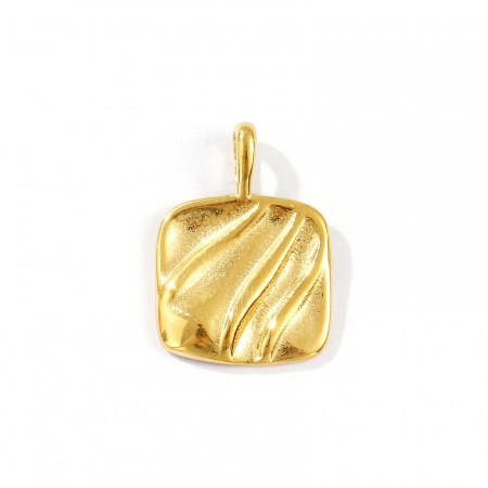 Picture of 1 Piece Eco-friendly PVD Vacuum Plating Waterproof Anti-Tarnish Hypoallergenic 304 Stainless Steel Charms 18K Real Gold Plated Square 21.5mm x 15mm