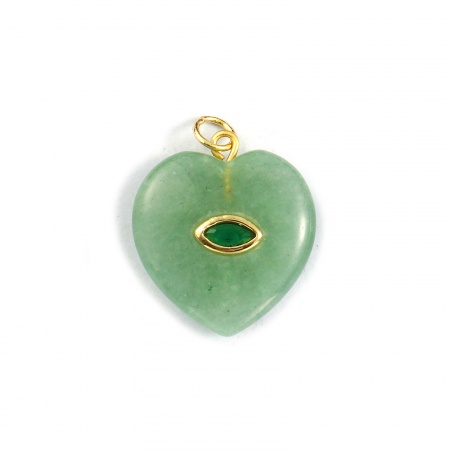 Bild von 1 Stück Umweltfreundlich Messing und Aventurin Valentinstag Charms 18K Echtgold plattiert Grün Herz Dunkelgrün Kubischer Zirkon 25mm x 20mm