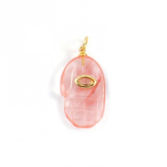 Imagen de 1 Unidad Respetuoso del Medio Ambiente Latón & Gema Colgantes 18K Oro Real Chapado Naranja Rosa Mano Claro Circón Artificial 3cm x 1.5cm