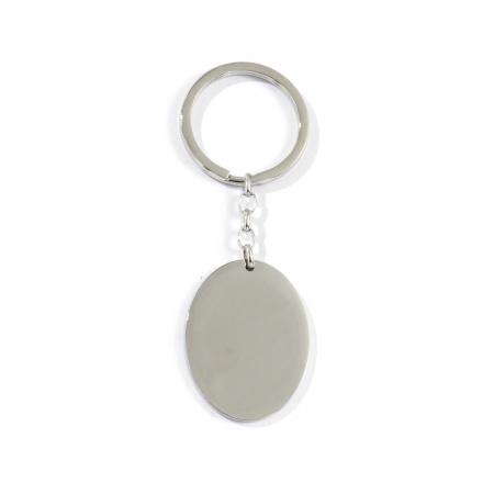 Picture of 1 Piece Eco-friendly 304 Stainless Steel Blank Stamping Tags Keychain & Keyring Silver Tone Oval Mirror Polishing 9cm x 3.2cm