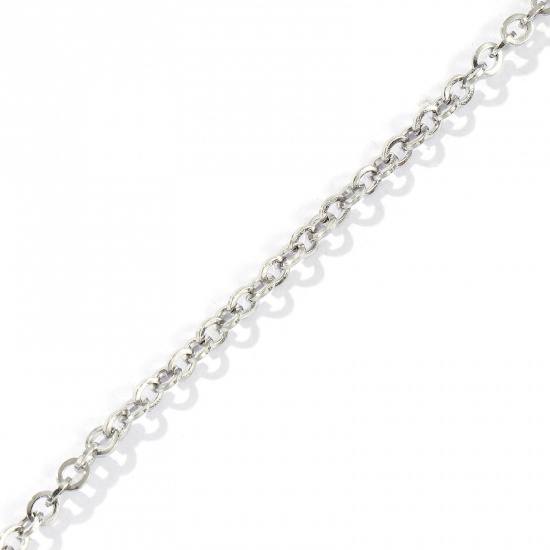 Immagine di 10 M Ecologico 304 Acciaio Inossidabile Catena a Cavo Per Risultati di Creazione di Gioielli Fai-da-te Fatti a Mano Tono Argento 4mm